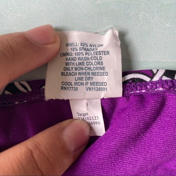 CONVERSE black purple patterned bikini bottom sz L - Picture 4 of 4